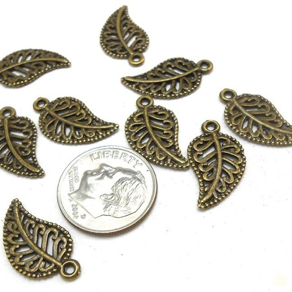 12pcs‎ Leaf Charms Bronze Tone Metal leaves jewelry making supplies